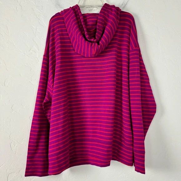 Gap Hoodie Cloud Light Pullover Sweatshirt Knit Striped Purple Red Jersey Fabric - Picture 2 of 8